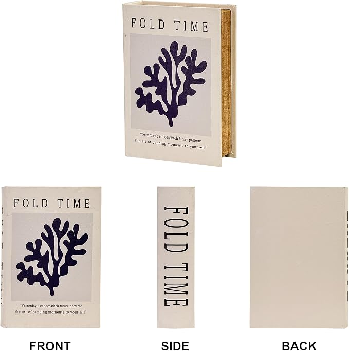 PACOLO Decorative Book Boxes, Faux Wood cover Storage for Hidden Jewelry, Money, and Cash (FOLD TIME)