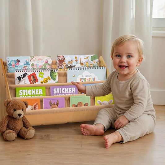 ZICOTO Decorative Wooden Bookshelf for Kids Rooms - Keeps Plenty of Books Neatly Organized & Within Reach for Toddlers - Easy Install Montessori Book Shelf for Baby's Bedroom or Playroom Decor
