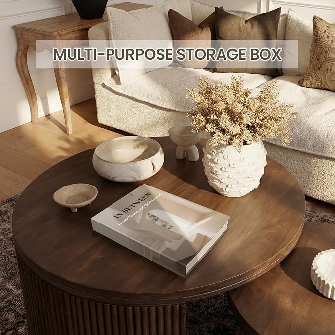 Decorative Books for Neutral Home, Fake Books Storage Boxes for Decoration | Set of 2 Coffee Table Books with Hidden Storage, Stackable Photo Storage Keepsake Box for Living Room Bookshelf Decor, Beige