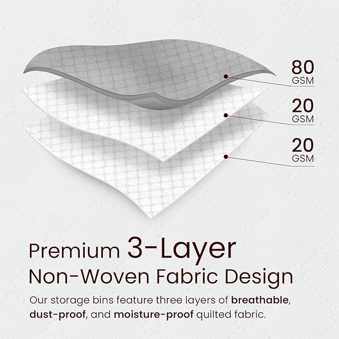 Reli. 60L Foldable Storage Containers for Blankets, Clothes & Organization (3 Pack) | Sturdy Under Bed Bags with Zipper
