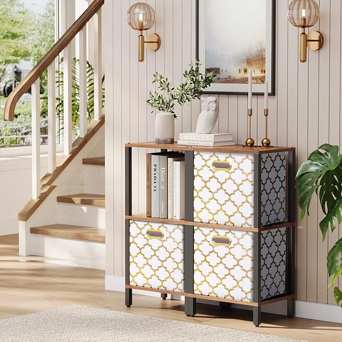 11x11x11 Cube Storage Bins, Collapsible Storage Bins Fabric Storage Cubes Organizer Baskets Box Drawers for Shelves, Closet, Wardrobe, Bookshelf, Cabinet, 3 Pack, White, AG40001-02