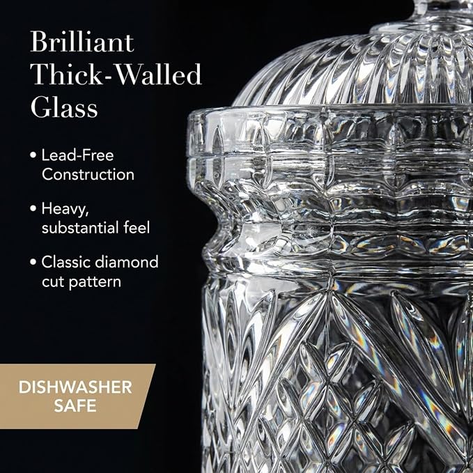 Godinger Canister Set, Crystal Glass Canisters Food Storage Candy Jars, Biscuit Barrel - Dublin Collection, Set of 2