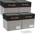 Bagnizer Collapsible Fabric Storage Cube Bins with 2 Reinforced PU Handles, Foldable Storage Organizer Baskets for Closet, Shelves, Living Room | 11"x11"x11", 4 Pack, Black & Gray
