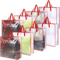 8 Pcs Clear Wreath Storage Bags 26 Inch Garland Container Door Garland Holiday Wreath Storage Holder with Handle and Zipper Heavy Duty Plastic Packing Totes(Red)