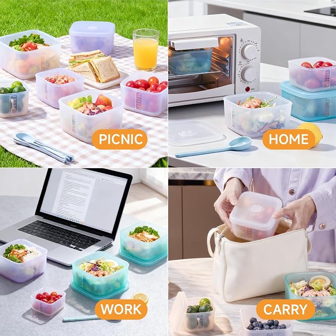 OTB Set of 2 Reusable Silicone Containers Clear, Nesting Leak-free Silicone Food Storage Boxes, BPA Free, Airtight, Dishwasher and Freezer Safe (Clear XL)