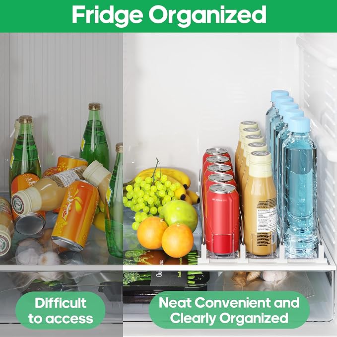 Drink Organizer for Fridge, Automatic Drink Dispenser for Fridge, 12-20oz Soda Can Dispenser for Refrigerator, Soda Can Organizer for Pantry Holds up to 30 Cans, 6 Row