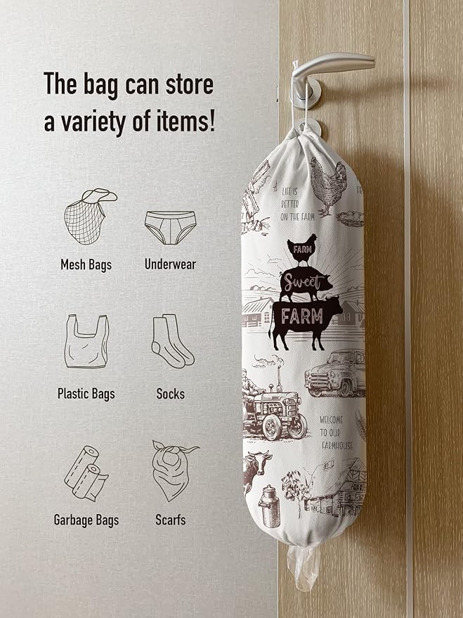 Hglian Grocery Plastic Bag Holder,Cow Rooster Plastic Bags Organizer Storage for Kitchen,Farmhouse Home Decor