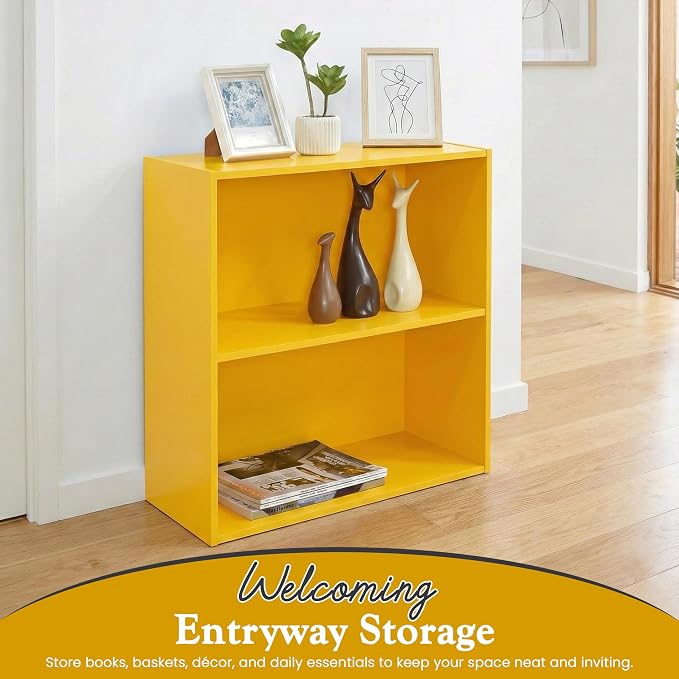 KB Designs - Tony 2-Tier Modern Bookcase with Open Storage Shelves for Kids’ Rooms, Playrooms, or Home Offices – Compact Colorful Bookshelf Organizer