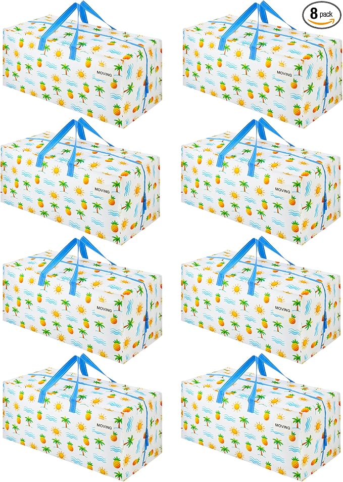VENO 8 Pack Heavy Duty Moving Bags with Backpack Straps, Zippers & Handles, Extra Large Packing Bags for College Dorm Essentials, Moving Supplies Alternative to Cardboard Moving Boxes