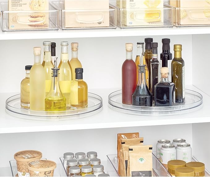 iDesign 14.5-Inch Lazy Susan Organizer, Clear | Large Turntable, For Cabinet or Pantry