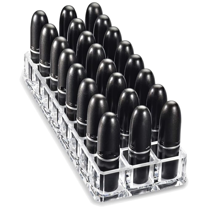 byAlegory Acrylic Lipstick & Acrylic Lip Gloss Organizer 48 Space Beauty Cosmetic Storage - Clear