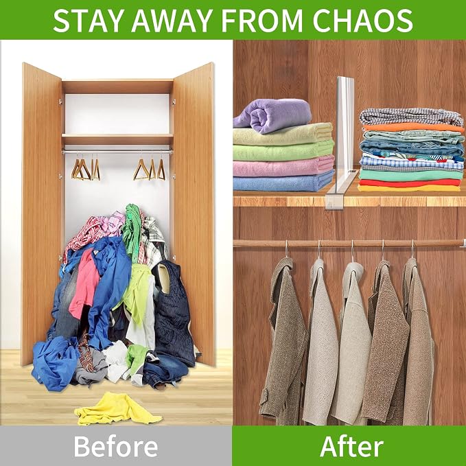 Acrylic Shelf Dividers, Clear Shelf Divider for Closet Organization, Closet Shelf Separators for Sweater/Handbag, Wood Shelves Organizers in Bedroom, Kitchen, Office, Cabinets, Bathroom Storage (4PCS)