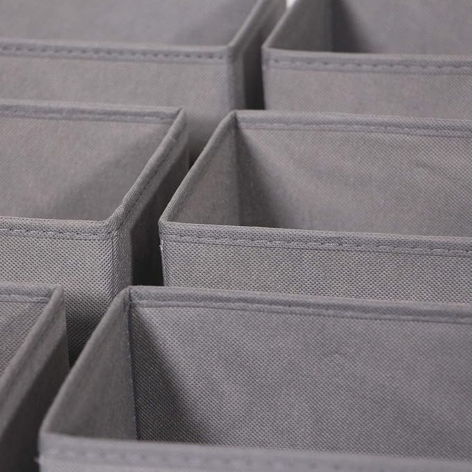 DIOMMELL 9 Pack Foldable Cloth Storage Box Closet Dresser Drawer Organizer Fabric Baskets Bins Containers Divider for Clothes Underwear Bras Socks Lingerie Clothing, M Grey 090