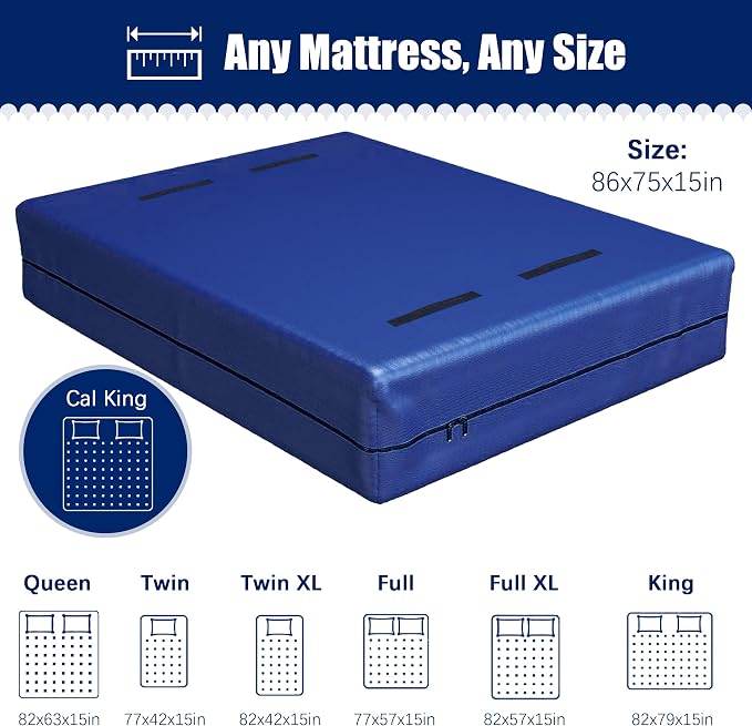 Cosy Family Mattress Bags for Moving with 8 Handles - 170GSM Extra-Thick Mattress Bag for Moving Supplies - Reusable Mattress Cover Protector Storage with Zipper, Blue, California King