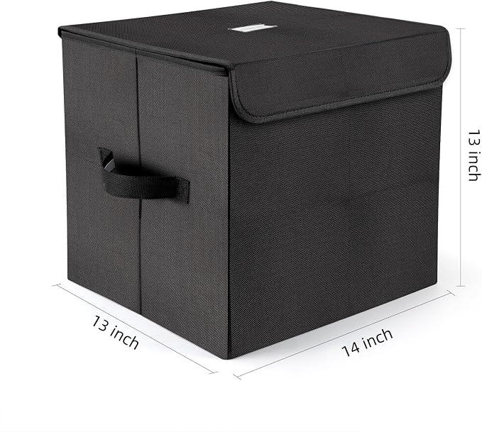 alavisxf xx 12-inch Vinyl Record Storage Box, Nylon Foldable and Stackable Set of 2 Vinyl LP Storage Organizer Case with Lid and Handles Can Hold 180 Single Record (12-inch) | Durable Nylon, Holds 180 Records(90 each), LP Record Organizer, Foldable, Po...