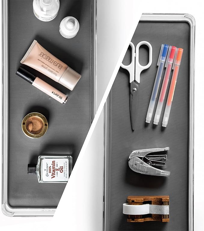 BINO Utensil Tray Storage Bin | Non-Slip Lining and Rubber Feet, Grey
