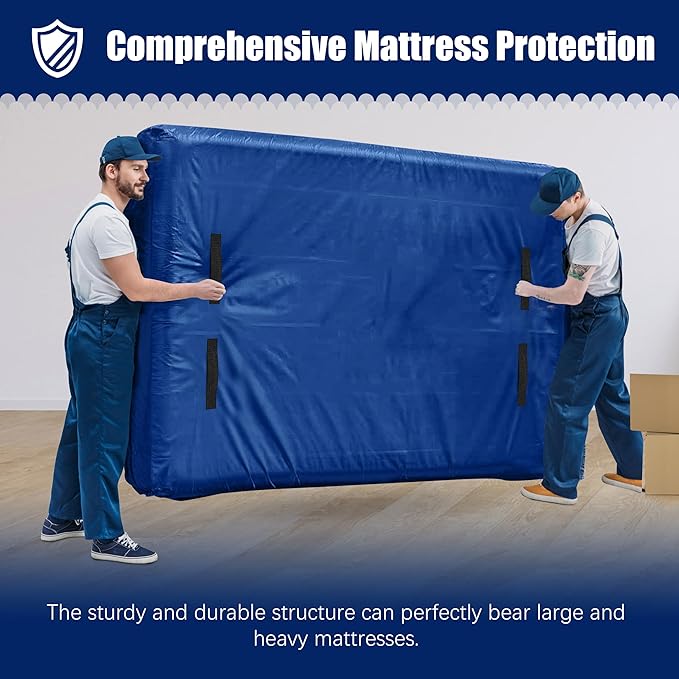 Cosy Family Mattress Bags for Moving with 8 Handles - 170GSM Extra-Thick Mattress Bag for Moving Supplies - Reusable Mattress Cover Protector Storage with Zipper, Blue, Twin