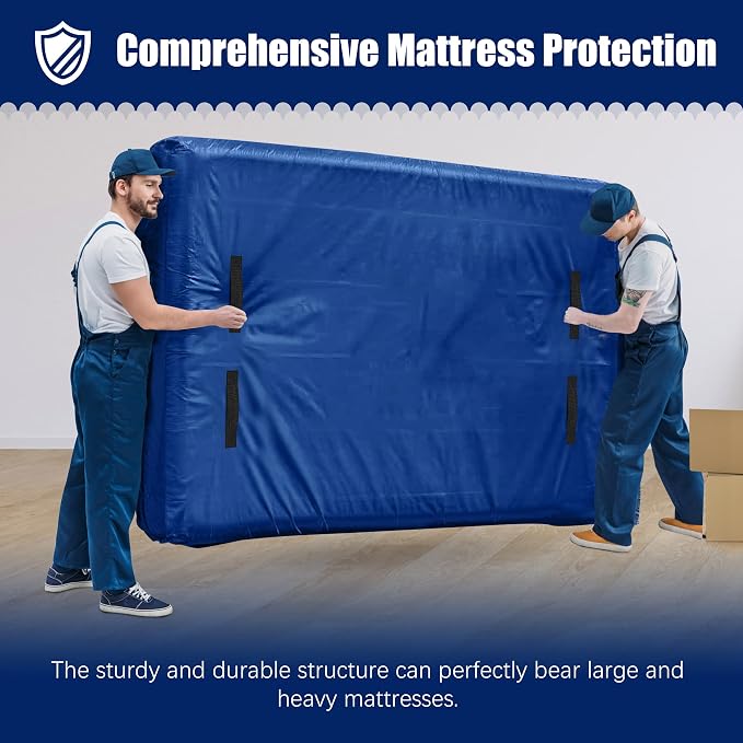 Cosy Family Mattress Bags for Moving with 8 Handles - 170GSM Extra-Thick Mattress Bag for Moving Supplies - Reusable Mattress Cover Protector Storage with Zipper, Blue, Twin-(Pack of 2)
