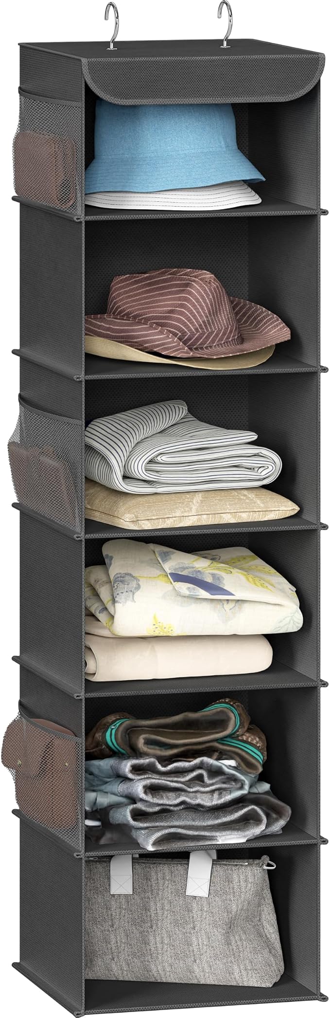 Simple Houseware 6 Shelf Hanging Closet Organizer, Dark Gray