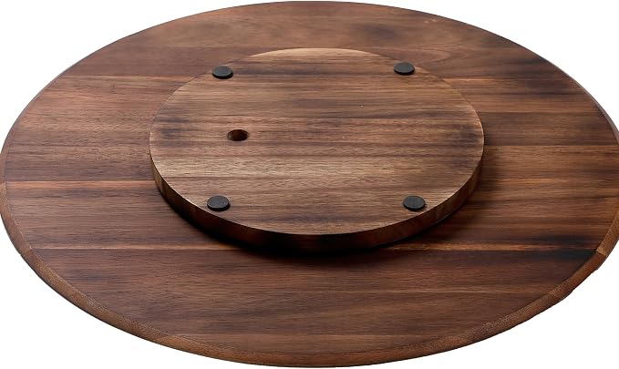 BIRDROCK HOME 18" Chalkboard Lazy Susan | Food Labels | Table Top Turntable | Cabinet or Pantry Organizer | Decorative Spice Rack Medicine Cleaning Spinning Table | Wood - Large