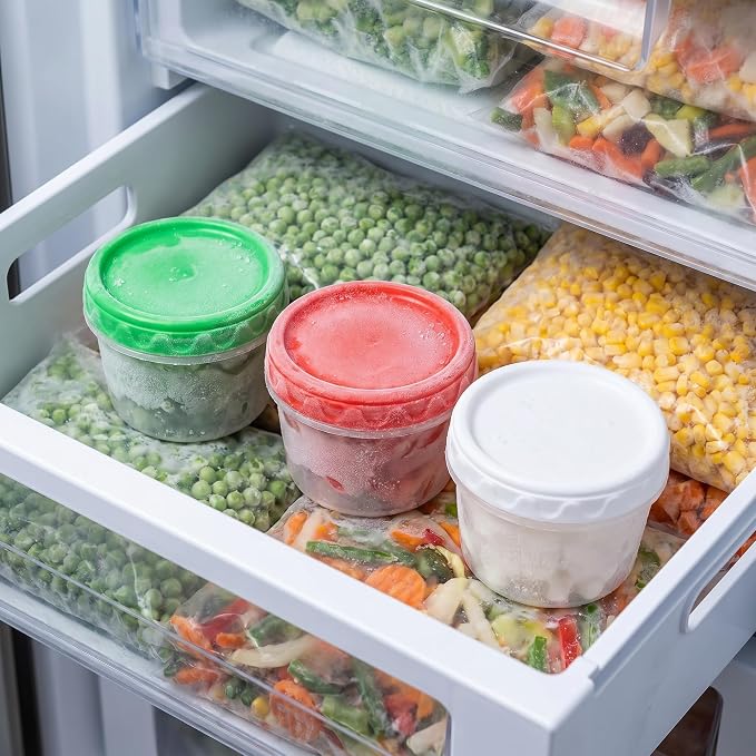 EONJOE 8oz Small Plastic Freezer Food Containers with Lids, 1 Cup, 12pcs | Airtight & BPA-free for fresh food. Dishwasher/freezer safe, perfect for daily meal prep, portion control,snacks on-the-go.