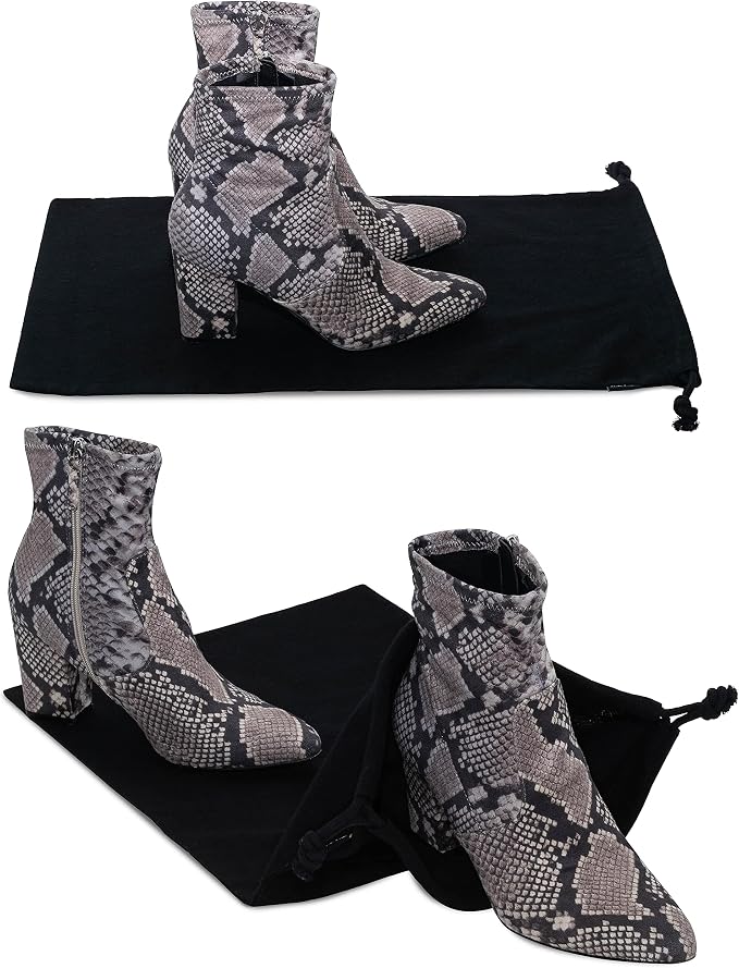 ZENPAC Cloth Bags, Black Duster Flannel Boot Storage with Drawstring Closure, Washable Breathable Cotton Fabric for Shoe, Luggage, 12.5x20.5, 2 Pack