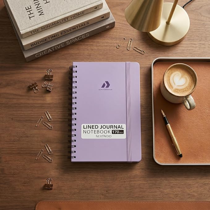 Nextnoid Lined Spiral Notebook Journal For Women & Men - A5(5.8" x 8.3") 170 Pages, Hardcover Notebooks for Work & Note Taking, College Ruled Journals for Writing - Purple