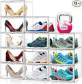 12 Pack Acrylic Shoe Storage Boxes Clear Sneaker Shoe Display Case Fit US Size 12, Stackable Hat Sneaker Shoe Organizer for Closet, Entryway, Underbed, Space Saving Shoe Boxes for Men Women