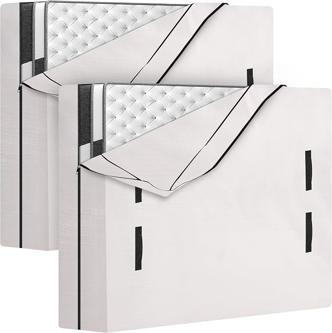 HOMESURE 2 Pack Mattress Bags for Moving and Storage with 8 Handles - Mattress Cover for Moving - Heavy Duty, Strong Zipper Closure, Moving Supplies & Moving Bag - Semi-Transparent, Twin XL