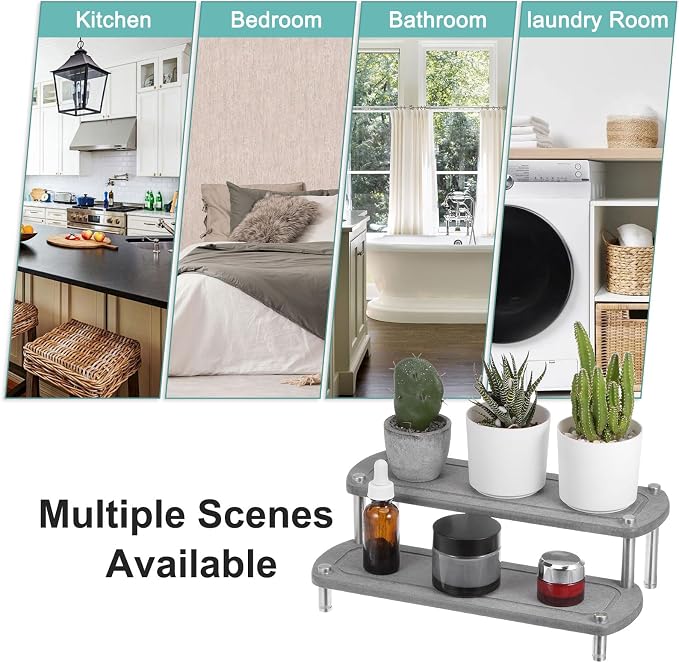 uxcell Modern Dark Grey 2-Tier Instant Dry Sink Organizer, Fast Drying Stone Sink Tray, Countertop Caddy, 30 lb Capacity