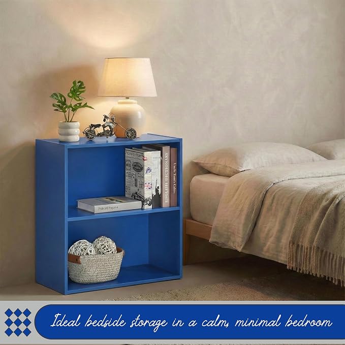 KB Designs - Tony 2-Tier Modern Bookcase with Open Storage Shelves for Kids’ Rooms, Playrooms, or Home Offices – Compact Colorful Bookshelf Organizer