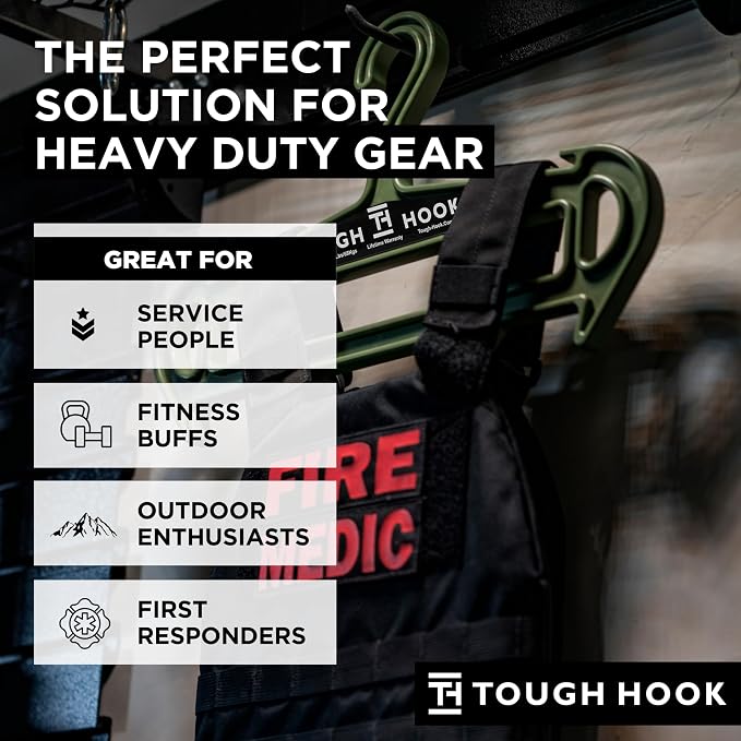 Tough Hanger XL - A Beast of a Hook – USA Made ABS Resin, X-Large | Police Gear, Scuba Gear & Dive BCD – 180-lb Cap Wetsuit DuraResin with Built in Carry Handle, The Indestructible Hanger, 1 Tan