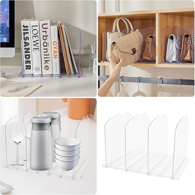 Purse Organizer for Closet, Handbag Storage Organizers for Small Closet, Acrylic Shelf Dividers, Clear Adjustable Bag Organizer, 1 Pack