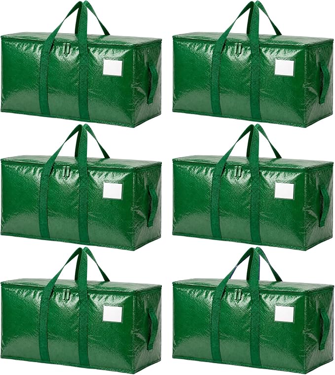 Songrey Heavy Duty Moving Bags, 6 Pack Large Storage Bags with Zipper & Handles, Waterproof Totes Bags for Clothes Packing, Moving, College Supplies, Home Organization