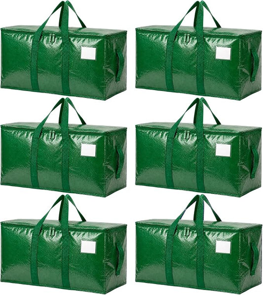 Songrey Heavy Duty Moving Bags, 6 Pack Large Storage Bags with Zipper & Handles, Waterproof Totes Bags for Clothes Packing, Moving, College Supplies, Home Organization