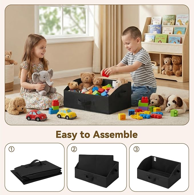 GRANNY SAYS Purse Organizer for Closet, Trapezoid Storage Bins, Closet Organizers and Storage, Decorative Storage Baskets for Shelves, Clothes, Toys, Towels, Black, 3-Pack