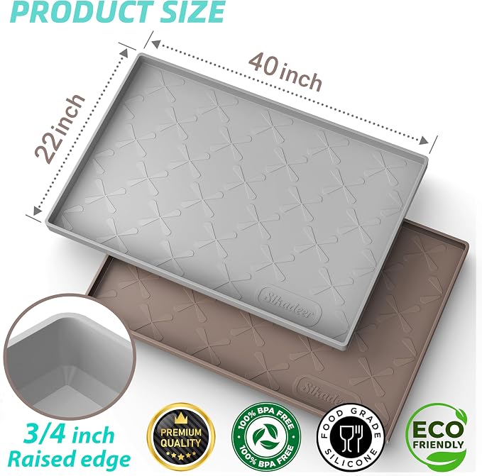 SIKADEER 40" x 22" Under Sink Mat Waterproof, Silicone Mat Kitchen Drawer Shelf and Cabinet Liner, Sink Protector for Kitchen Organizers and Storage, Boot Tray Pet Food Mats