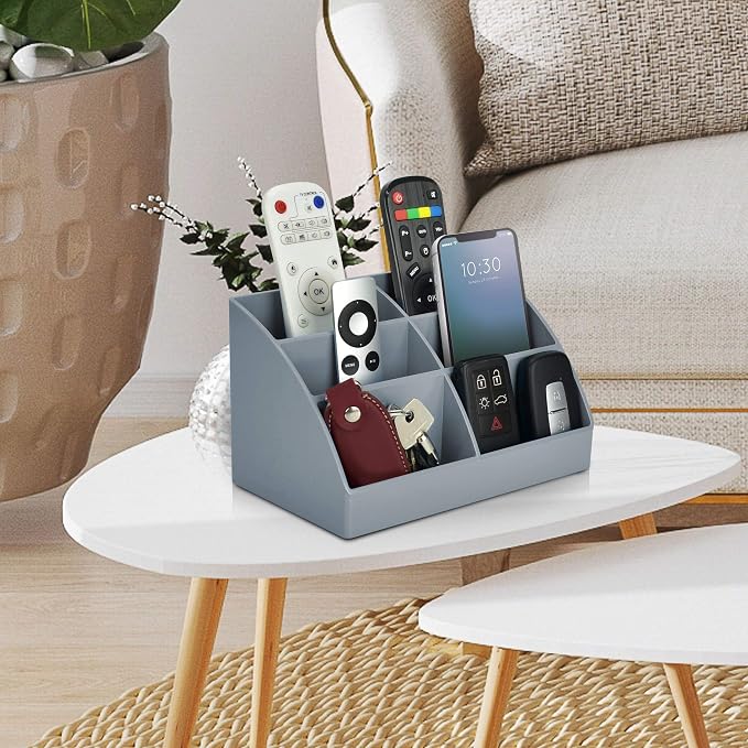 Acrimet Desktop Organizer - Easy Organizer Caddy Holder for Office, Home and School use (Plastic) (Silver Color)