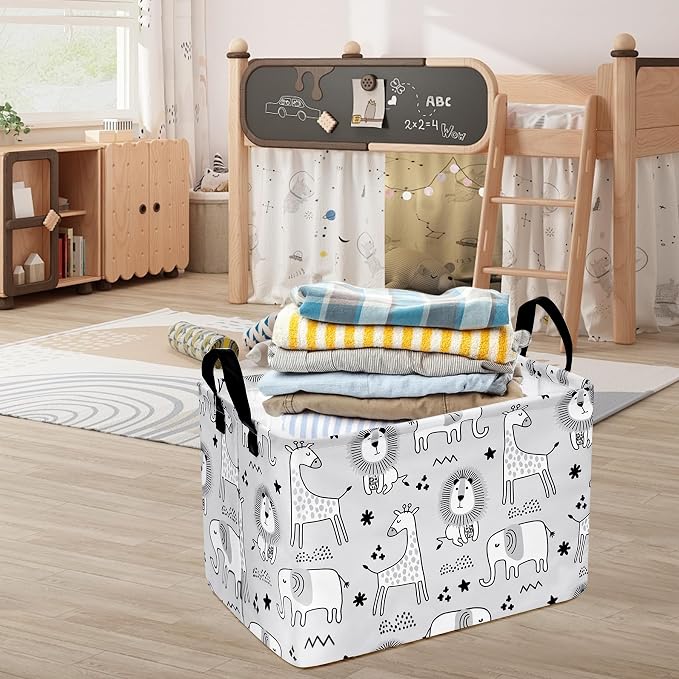 MAIZMZ Kids Storage Basket Baby Foldable Toys Organizer Bins Decorative Gifts Bakset Waterproof Nursery Hamper Women Storage Cube Kids Laundry Basket for Home/Dorm/Kitchen/Pet/Office/Closet/Shelf/