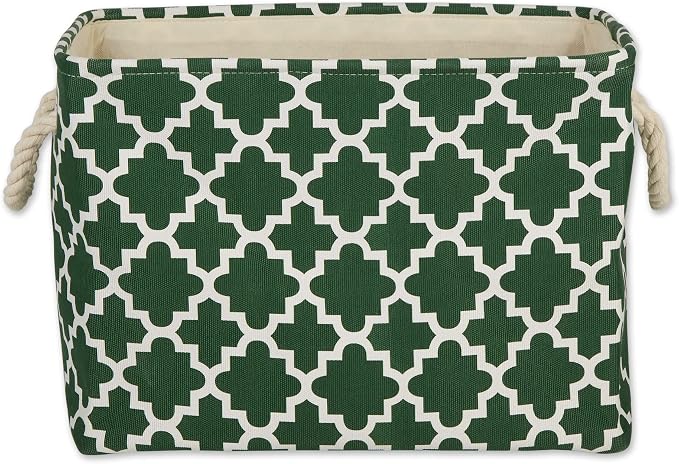 DII Polyester Container with Handles, Lattice Storage Bin, Small, Hunter Green