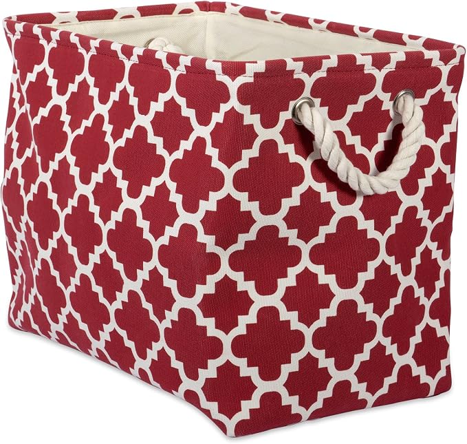 DII Polyester Container with Handles, Lattice Storage Bin, Large, Rust