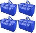 TICONN 4 Pack Extra Large Moving Bags Heavy Duty with Zippers & Carrying Handles, Durable Storage Bags Moving Boxes for Closet Organizers and Storage (4 Pack, Blue)