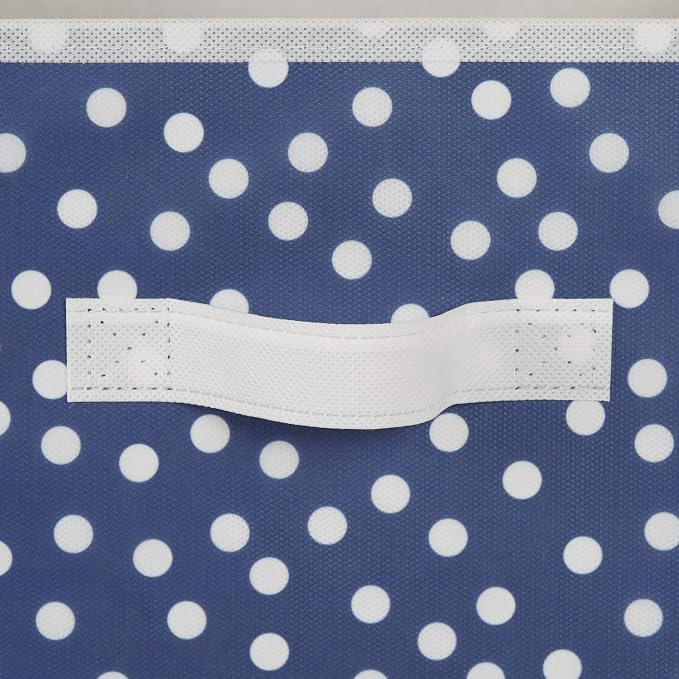 DII Non Woven Polyester Storage Bin, Polka Dot, French Blue & White, Small Set of 4 (Pack of 6)
