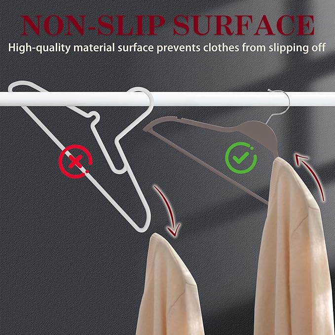 Plastic Clothes Hangers, Upgraded Rubber Non Slip Plastic Hangers, Non Velvet Durable Slim Clothing Hangers, 17.7 Inches Wide for Adults Clothes, 20 Pack