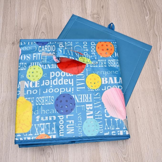 CAIT CHAPMAN HOME COLLECTION Passion for Sports Storage Bins (Blue Pickleball, 11"x11"x11" Cube)