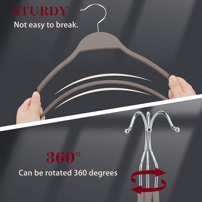 Plastic Clothes Hangers, Upgraded Rubber Non Slip Plastic Hangers, Non Velvet Durable Slim Clothing Hangers, 17.7 Inches Wide for Adults Clothes, 20 Pack
