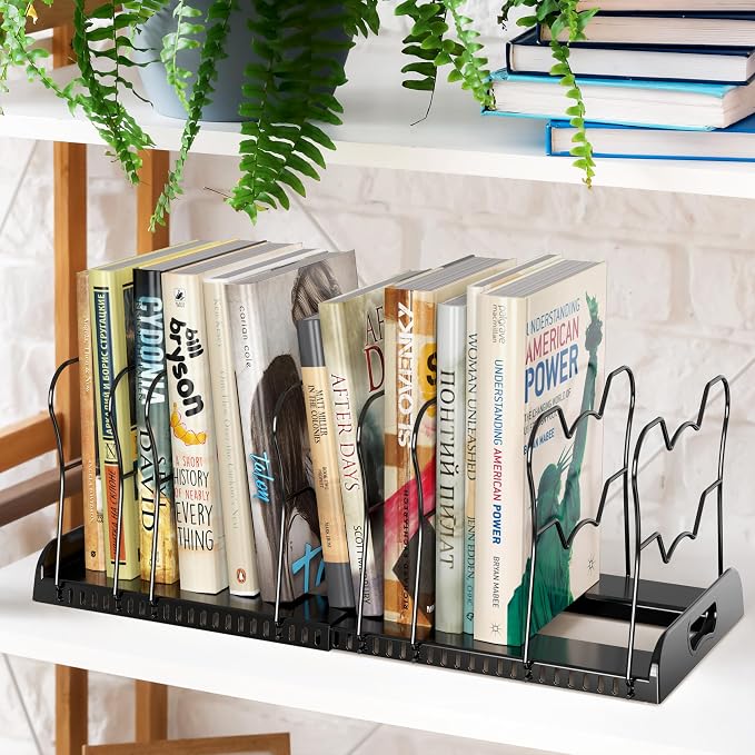 Simple Houseware Expandable Pan Rack 10 Adjustable Compartments, Black | Kitchen Cabinet Organizer for Pots, Pans, Lids & Bakeware - Pantry & Countertop Storage