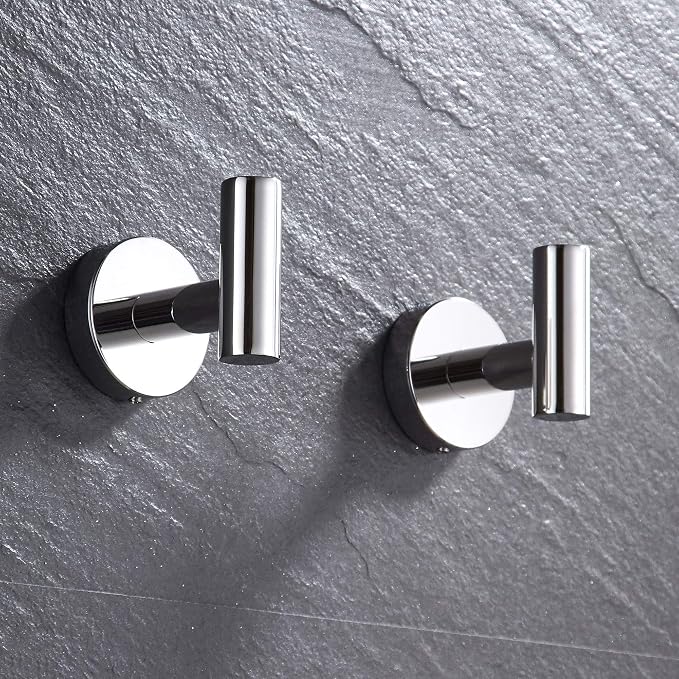 Marmolux Acc - Towel Hook Bathroom Single Coat Hook Bath Kitchen Hand Towel Holder Hat Door Hanger Rack Home Storage Spave Saver Bathroom Hardware Wall Mount Polished Chrome (2 Pack) - Key Holder Wall