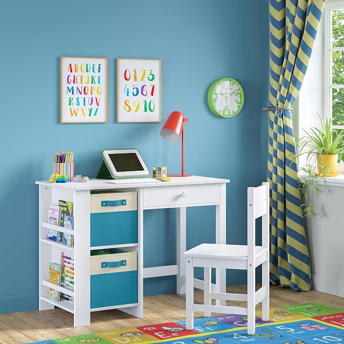 RiverRidge Kids storage bins - 10.5 Cube Storage Organizer with Handles - Turquoise Two-Tone closet organizers and storage for Toys, Shoes & More – Fits RiverRidge Cabinets