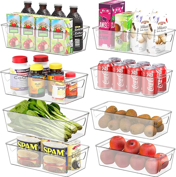 Simple Houseware Fridge Organizer Storage Bins, 12 x 6 x 3.4 inches, 8 Packs